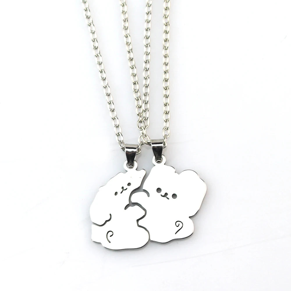 Cat Couple Necklaces For Lovers Yin Yang Animal Pendant Necklace Heart Couples Friendship Jewelry for Lovers Best Friends Gift