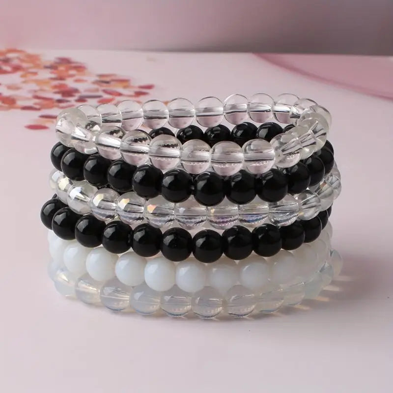 5-piece set 6-piece set 10-piece random color set natural crystal bead bracelet men's and women's elastic bracelet