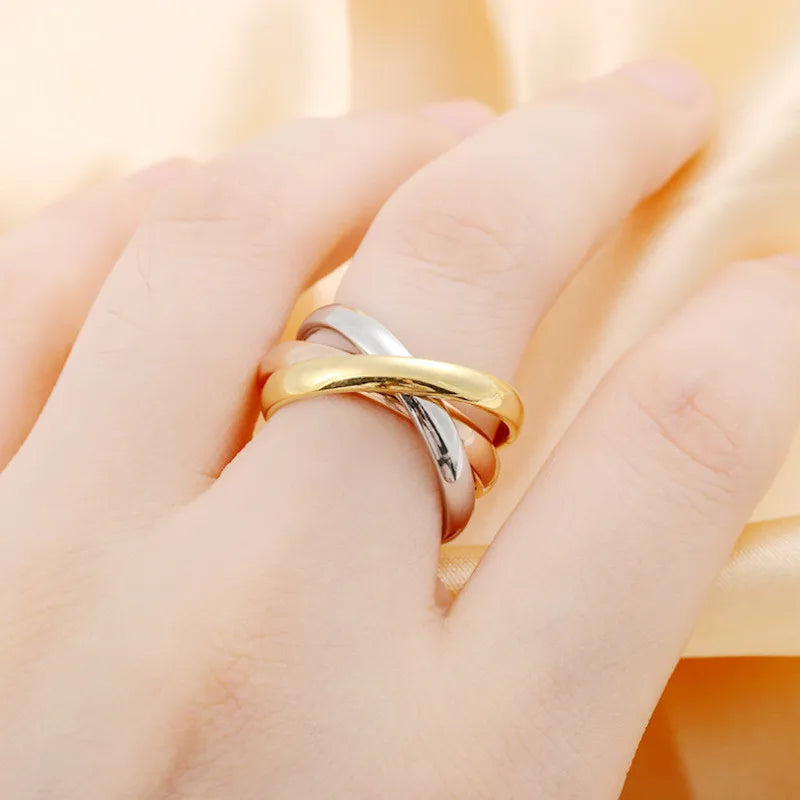 Anti Stress Anxiety Fidget Spinner Couple Rings Rotate Freely Jewelry for Men Women Stainless Steel Knuckle Ring Wedding Bague