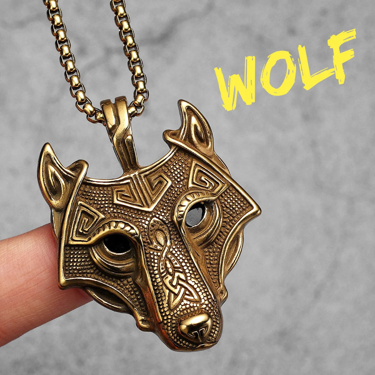Viking Wolf Gemstone Men Necklaces With Pendant Stainless Steel Jewelry For Male Women Punk Hip Hop Accessories Gifts Wholesale