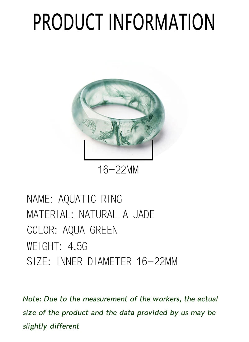 High-Quality Natural Aquatic Plant Jade Ring - Truly Jade Jewelry With Exquisite Aquatic Plant Patterns