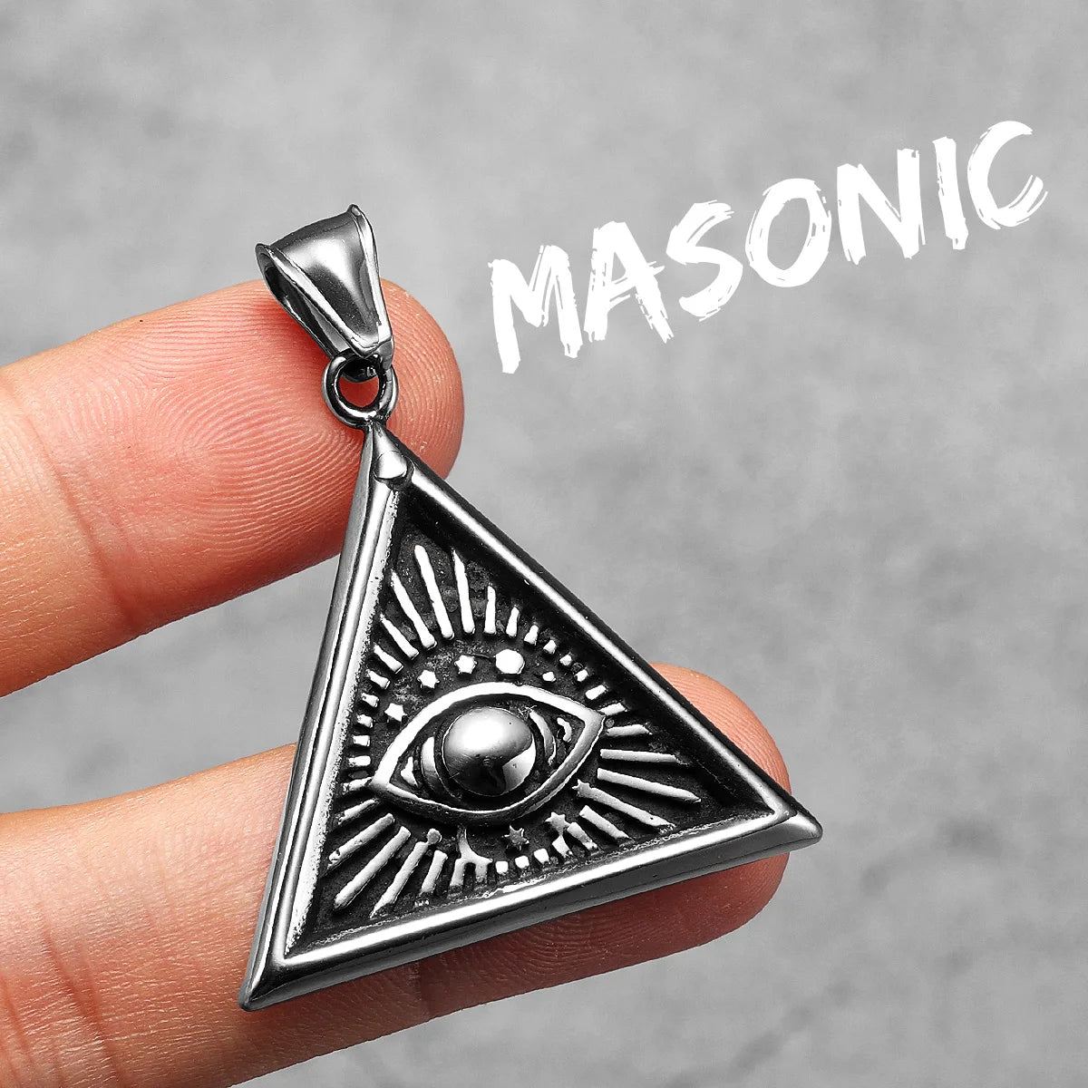 Masonic Illuminati Eye Stainless Steel Men Necklaces Pendant Chain Powerful Amulet Vintage For Women Jewelry Gifts Wholesale
