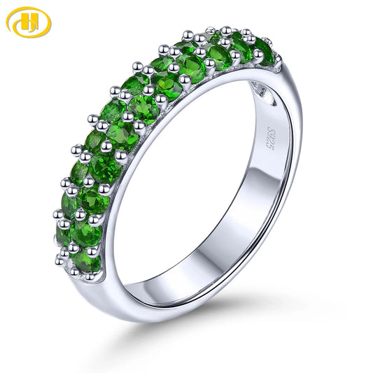 Natural Chrome Diopside Sterling Silver Rings 1 Carats Genuine Gemstone Women Classic Jewelry Style Top Quality Birthday Gifts