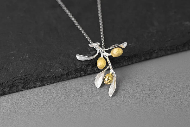 Original design The taste of love Sterling silver fresh and elegant olive branch pendant women's pendant(without the chain)