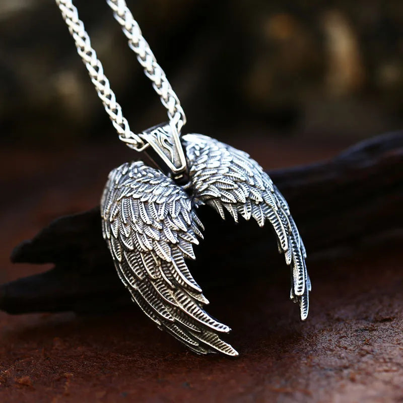 Angel Wings Stainless Steel Men Women Necklaces Pendants Chain Punk Rock Vintage Fashion Jewelry Accessories Gift Wholesale