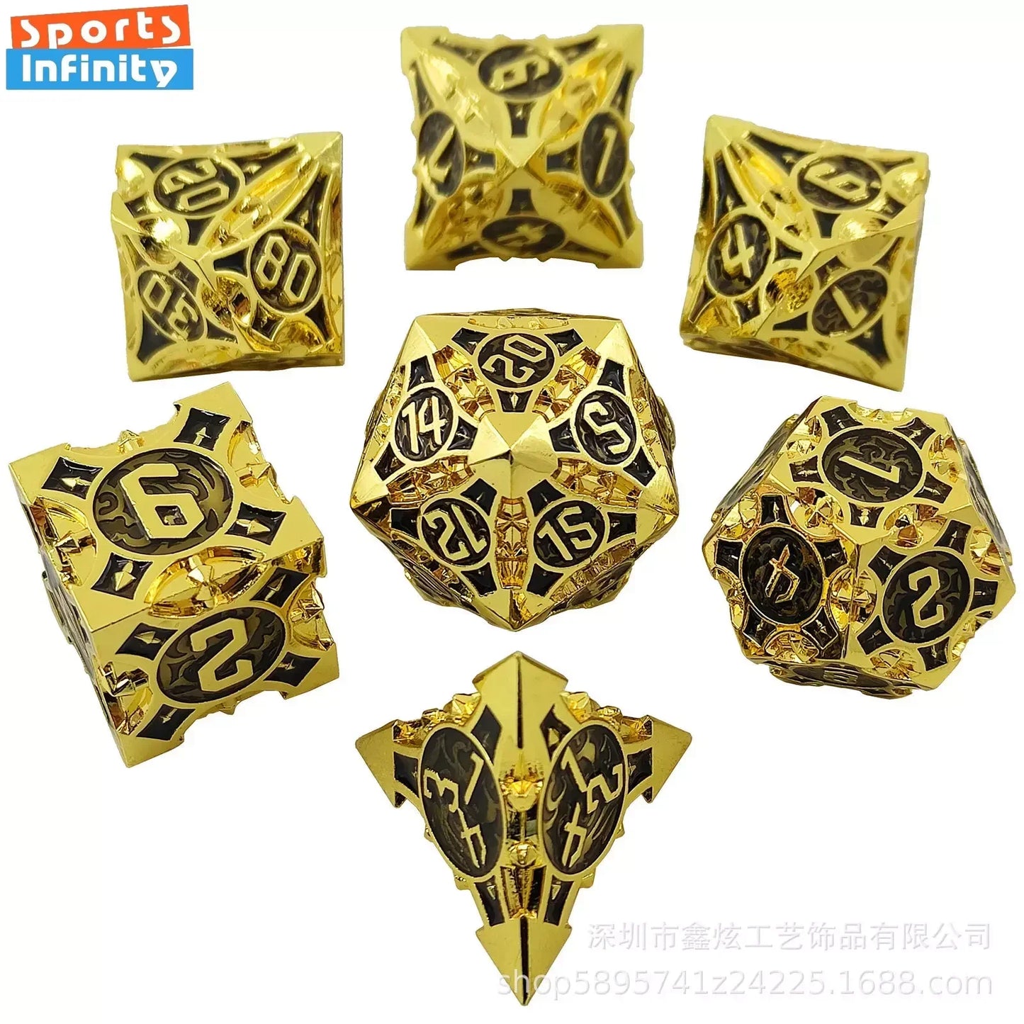 7Pcs Set Metal Dice Solid Polyhedral Number Dice Kit for DND Running Team RPG D4 D6 D8 D10 D12 D20 Table Board Game dnd Dice Set