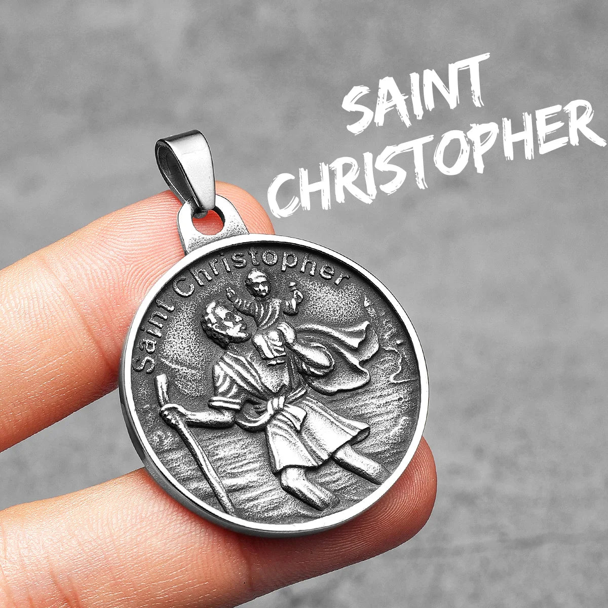 St.Christopher Exorcist Amulet Stainless Steel Men Necklaces Pendant Chain Punk For Women Fashion Jewelry Gifts Wholesale