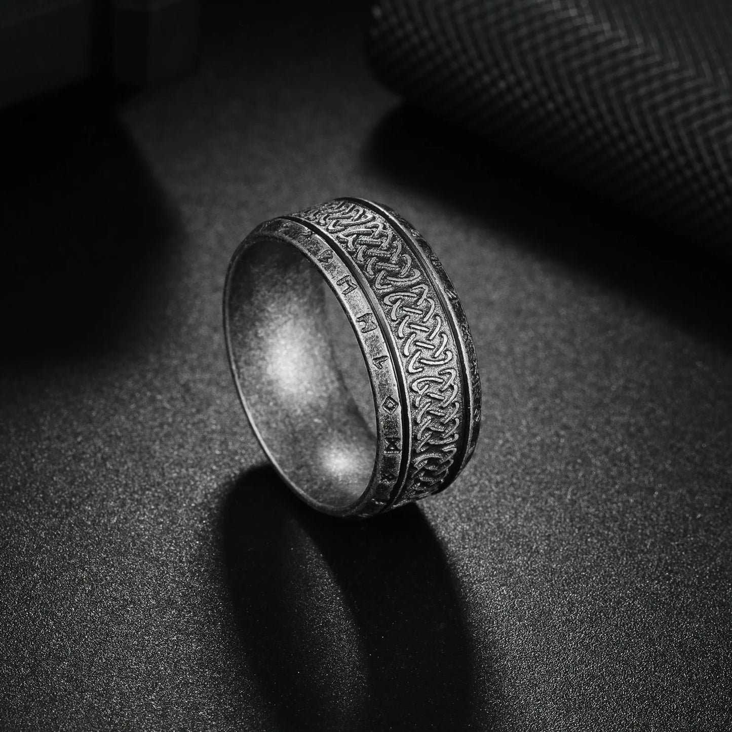 Hiphop 8/10/12mm Antique Silver Color Stainless Steel Rings For Men Women Retro Viking Rune Ring Punk Gothic Rock Biker Jewelry