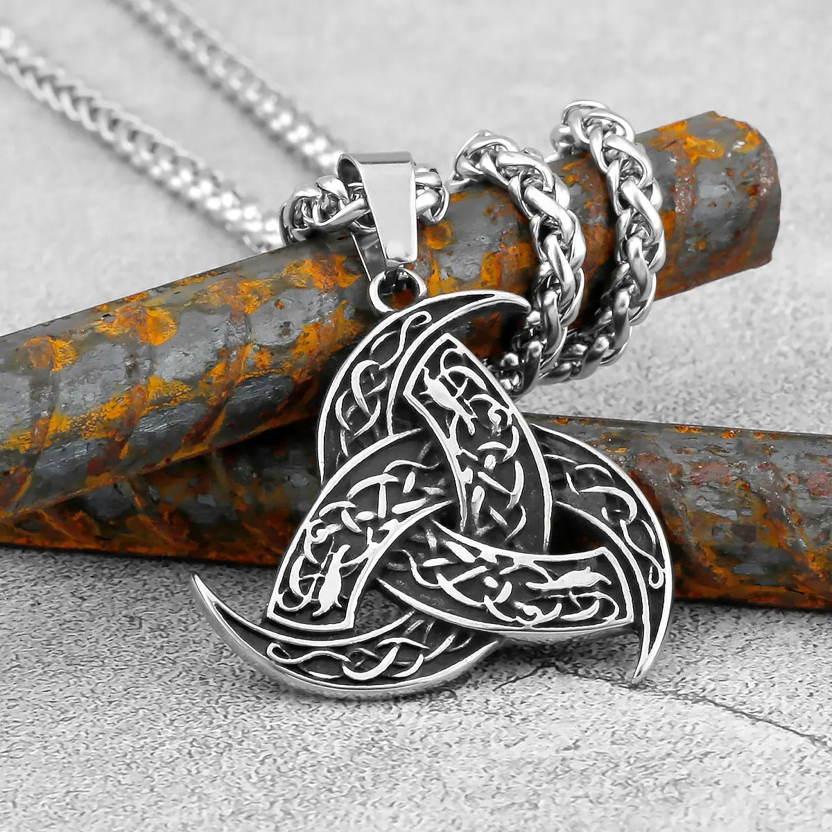 Nordic Totem Amulet Rune Necklace Retro Geometric Pattern Stainless Steel Jewelry Viking Punk Pendant Men's Fashion Jewelry Gift