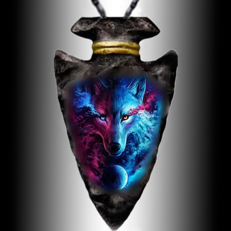 Creative Stainless Steel Triangle Pendant Punk Animal Wolf Necklace Hip Hop Necklace for Men Stainless Steel Jewelry Party Gift