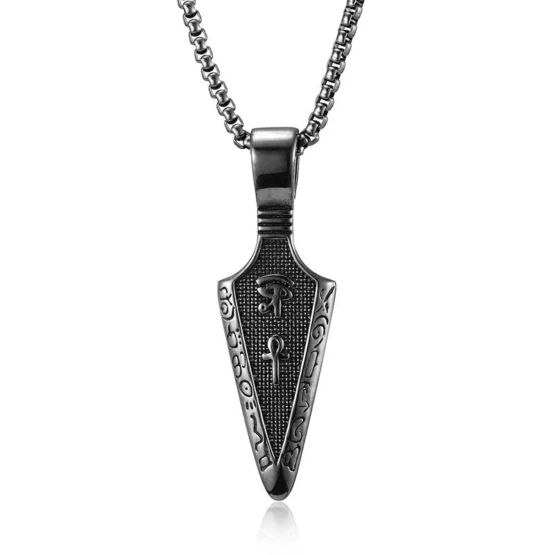 Horus Eye Anka Spearhead Titanium Steel Necklace Carbon Fiber Stainless Steel Men's Pendant Gift for Men Women