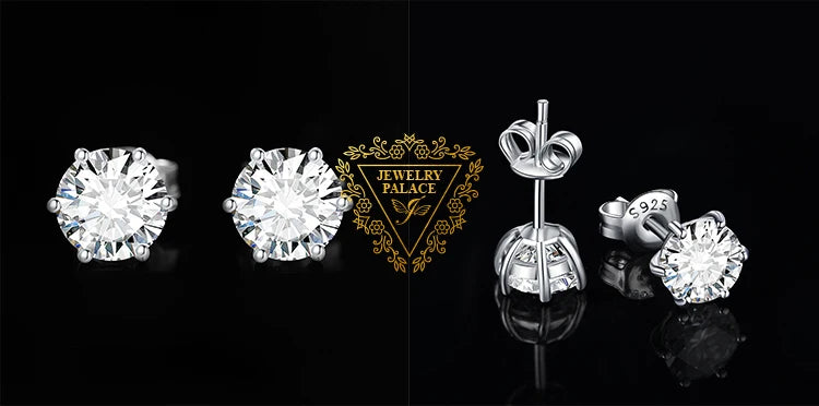 JewelryPalace Round 5A Cubic Zirconia Wedding Engagement 925 Sterling Silver Stud Earrings for Woman Fashion Anniversary Gift