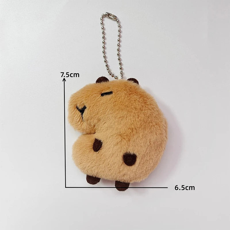 Cute Capybara Plush Toy Key Chain 12cm Stuffed Animals Keychain Bag Key Ring Pendant Car Key Accessories 7.5x6cm