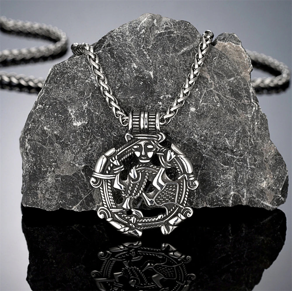 Norse Mythology Loki Necklaces Men Hollow Stainless Steel Viking Runes Trinity Pendant Amulet Vintage Scandinavian Jewelry Gifts