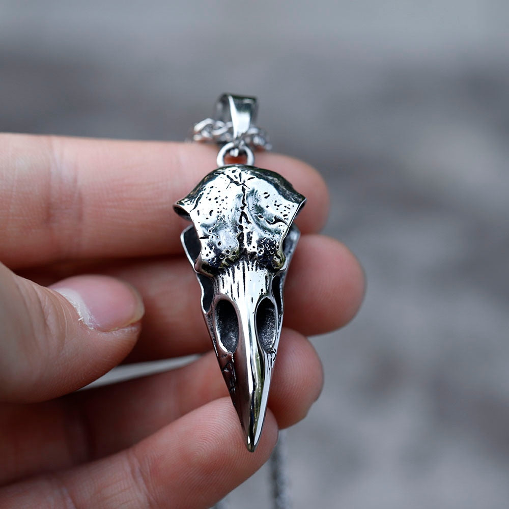 2022 NEW Men's 316L stainless-steel Nordic Viking Raven head Odin Pendant Necklace for teens Animal Jewelry Gift free shipping