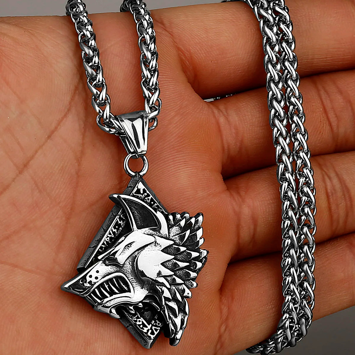 Viking Style Various Wolf Head Runes Original Stainless Steel Material Unisex Necklace Pendant Birthday Gift Factory Wholesale WJ 15