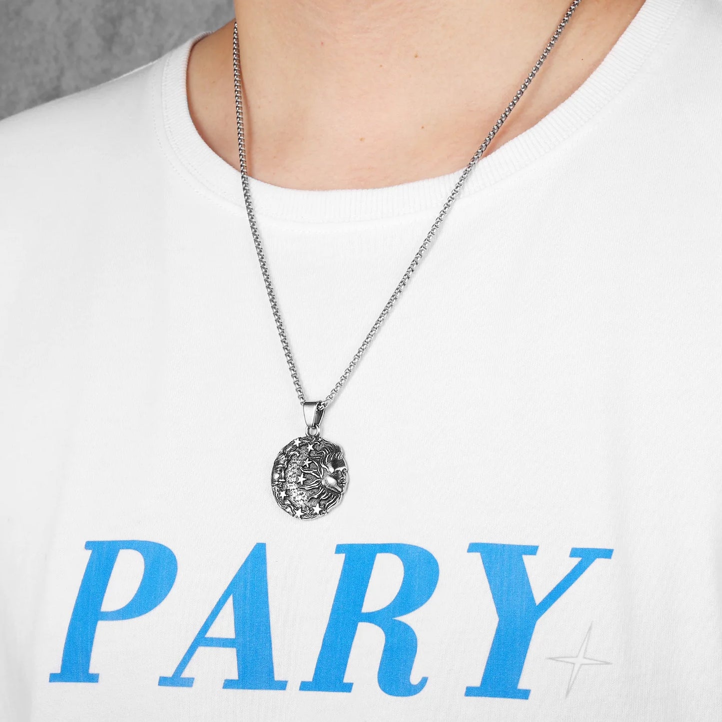 Greek Myth Stars Moon Sun Stainless Steel Men Necklaces Pendant Chain Powerful Amulet Vintage For Women Jewelry Gifts Wholesale