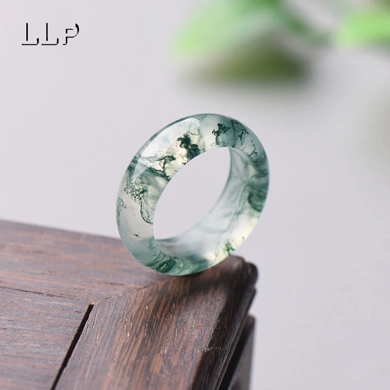 High-Quality Natural Aquatic Plant Jade Ring - Truly Jade Jewelry With Exquisite Aquatic Plant Patterns