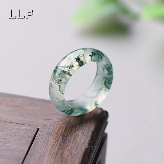 High-Quality Natural Aquatic Plant Jade Ring - Truly Jade Jewelry With Exquisite Aquatic Plant Patterns