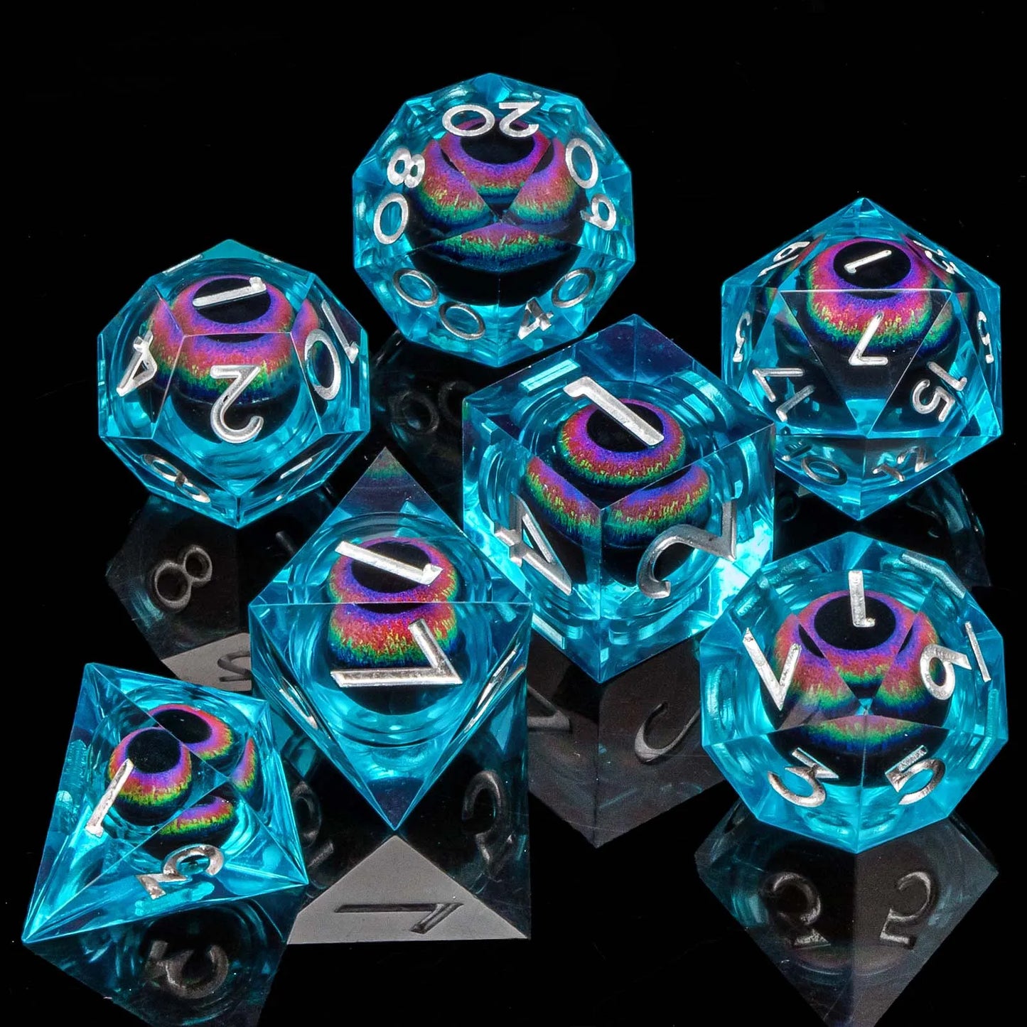 D and D Flowing Sand Sharp Edge Dragon Eye Dnd Resin RPG Polyhedral D&D Dice Set For Dungeon and Dragon Pathfinder Role Playing AZ20