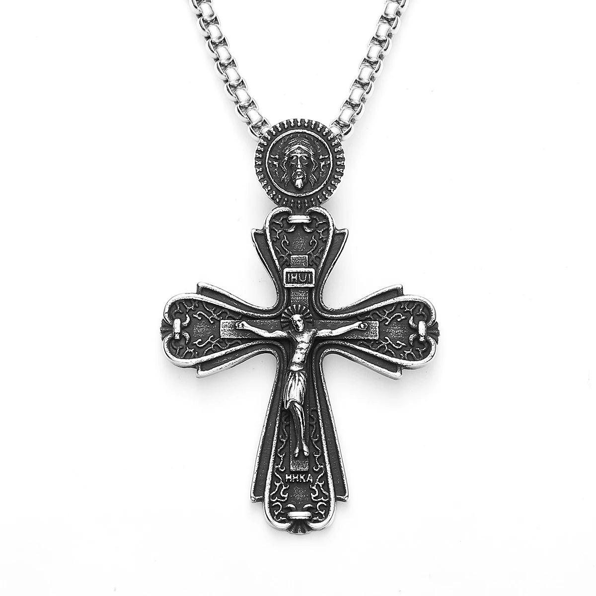 Retro Jesus Cross Amulets Stainless Steel Men Necklaces Pendant Chain Punk For Women Fashion Jewelry Gifts Wholesale Dropshiping