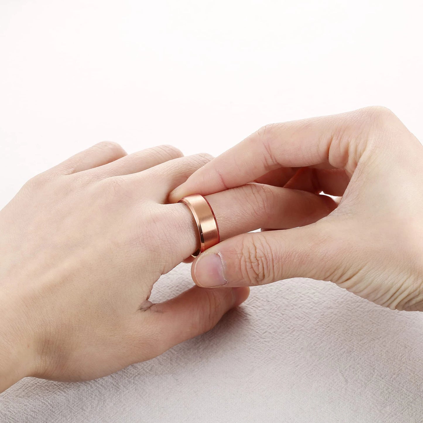 Classic 8mm Stainless Steel Men Rings Rose Gold Color Brushed Surface Wedding Band Unisex Engagement Jewelry Gifts Drop Shipping