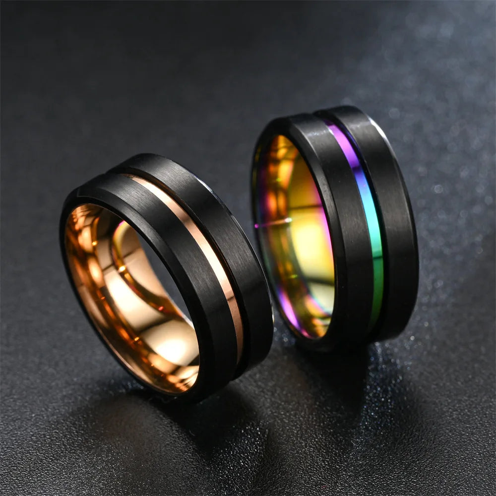 Fashion 8mm Silver Color Titanium Steel Rings For Men Women Matte Brushed Men Stainless Steel Rings Wedding Band Jewelry Gifts