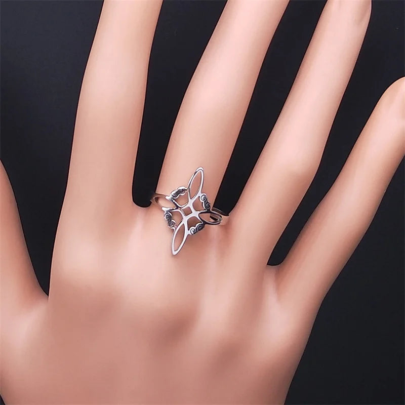 Witchcraft Stainless Steel Witch's Irish Knot Ring Men/Women Silver Color Ireland Adjustable Rings Witch Jewelry nudo de bruja