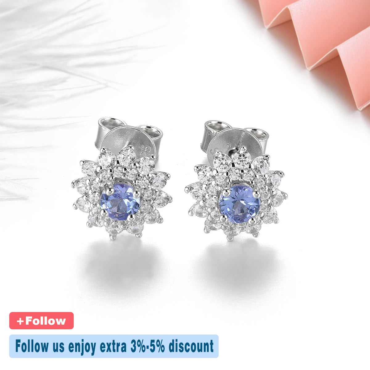 Natural Tanzanite Sterling Silver Stud Earring 0.36 Carats Genuine Light Purple-Blue Gemstone Women Daily Fine Jewelrys Gifts