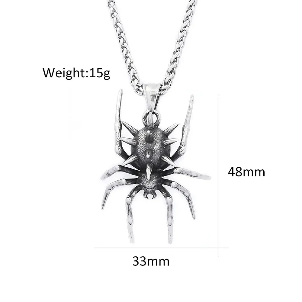 Popular Charm Stainless Steel Spider Pendant Chain for Men Women Gothic Singular Animal Necklaces Halloween Party Gifts Jewelry