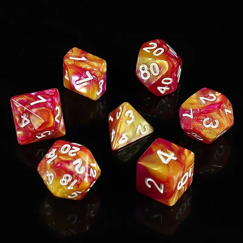 7 Pcs of Colorful Dice D20 D12 D10 D8 D6 D4 for DND Table Board Game Running Group Acrylic Digital Dice Set gdrdbz