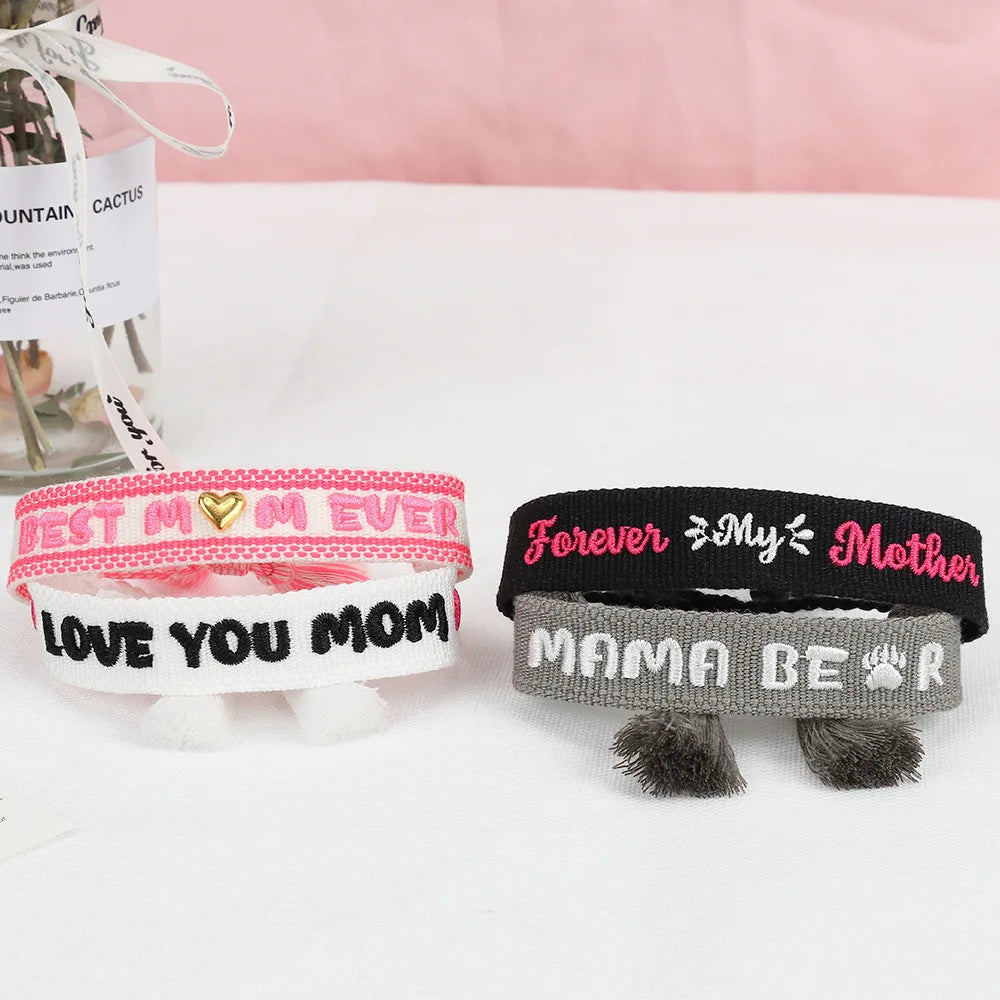 I LOVE YOU MOM, Tassel Handcrafted Beaded Bracelet, 18k Gold Heart, Perfect for Mother's Day, Birthday, or Gratitude Gifts