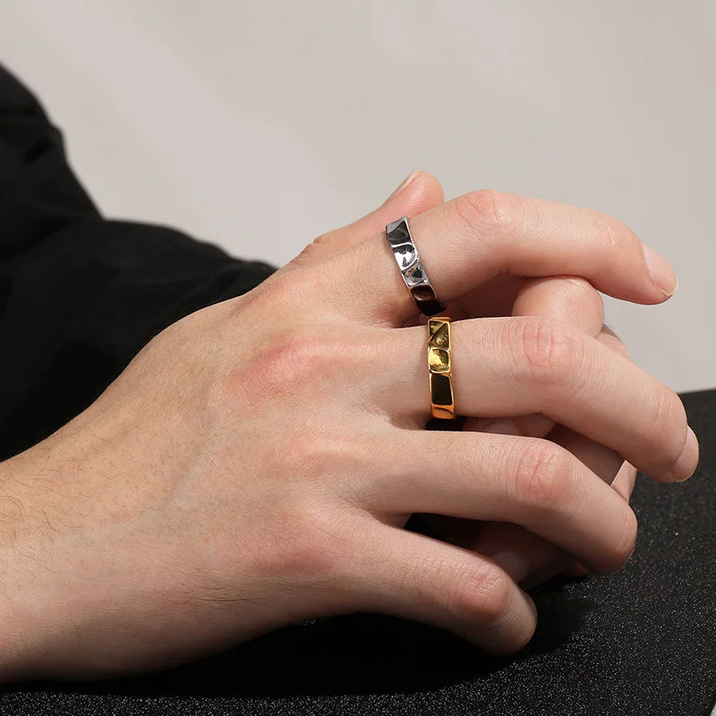 Simple Fashion Thin Stainless Steel Rings For Women Men Geometric Punk Finger Decoration Wedding Party Jewelry Christmas Gifts