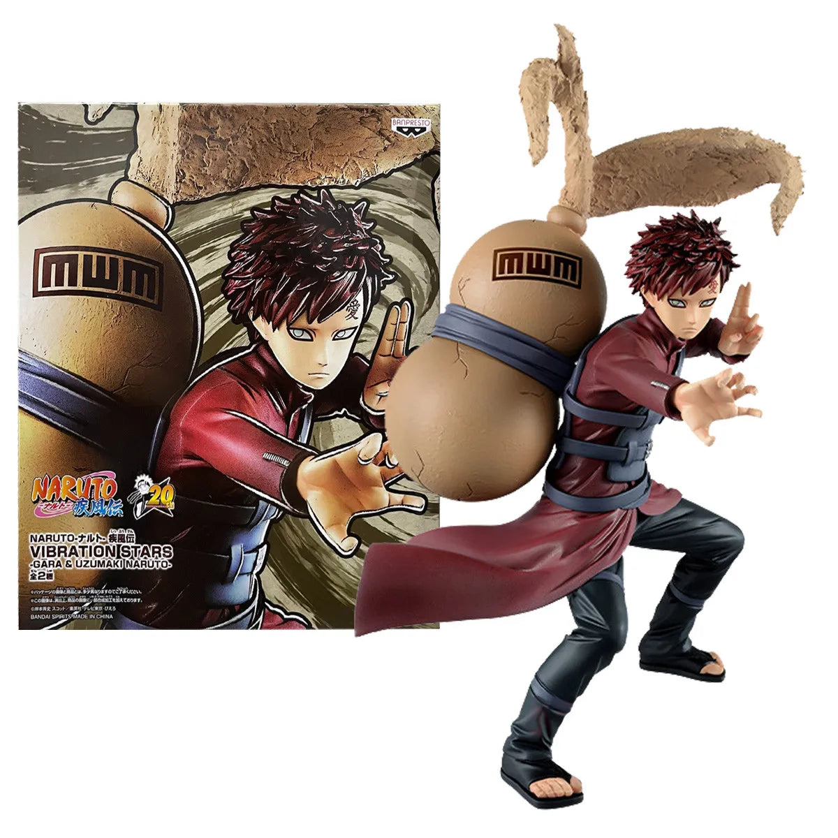 Anime VIBRATION STARS NARUTO Gaara Model Toy Gift Collection Action Figure 22CM PVC Red Gourd Standing Fighting Form