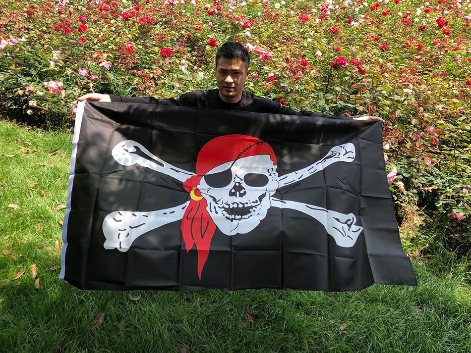 SKY FLAG 90x150cm Huge Skull and Cross Crossbones Jolly Roger Pirate Flags Holloween KTV polyester hanging banner for Decoration