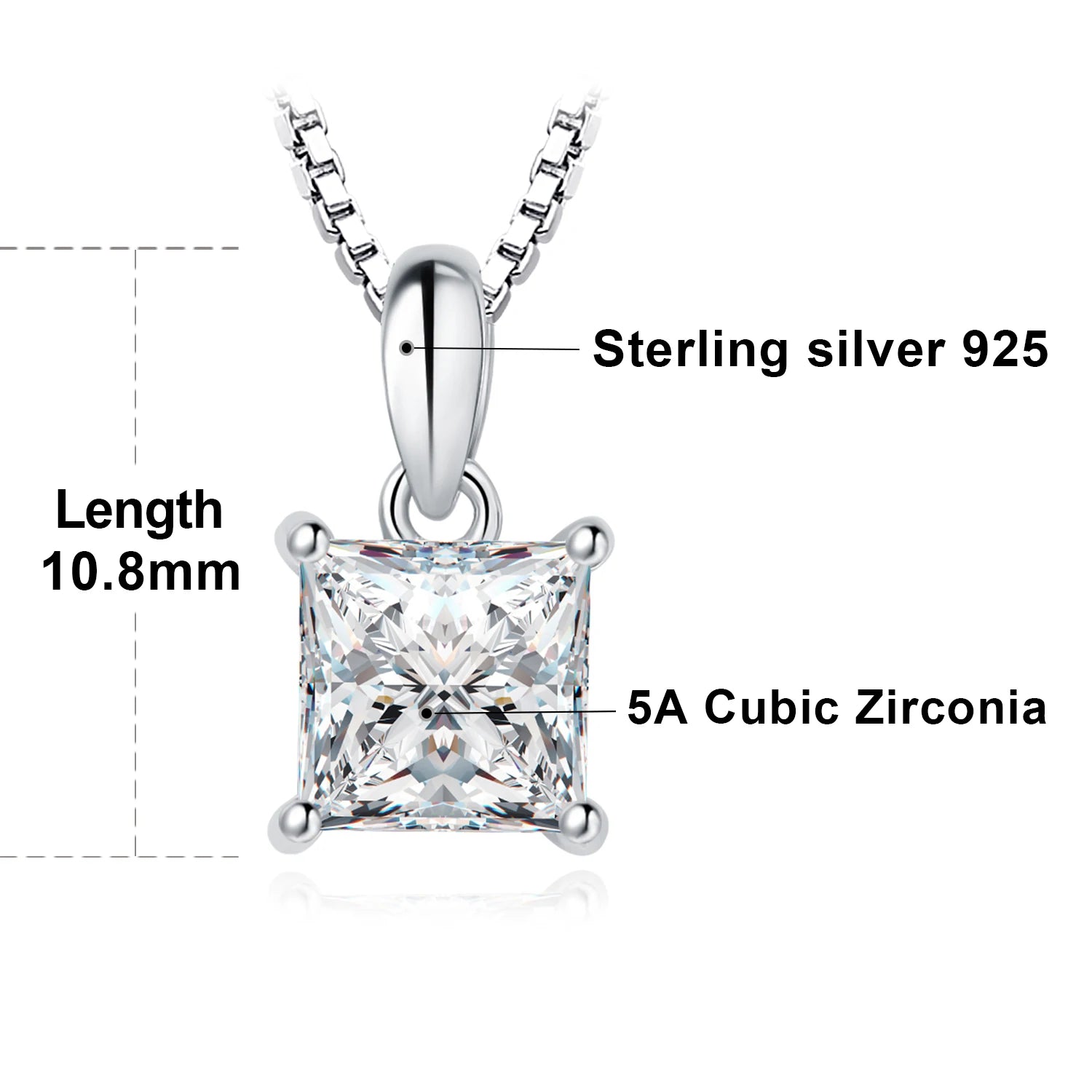 JewelryPalace Real 925 Sterling Silver 5A Cubic Zirconia Oval Round Emerald Princess Cut Pendant Necklace for Women No Chain