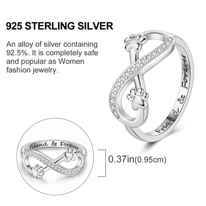 925 Sterling Silver Infinite Love Ring Original Luxury Design Zircon Finger Rings For Women High Quality Wedding Jewelry Gift