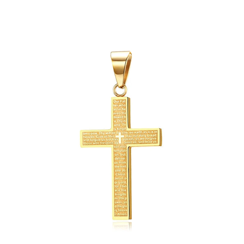 New Stylish Cross Necklace for Men Women Exquisite Stainless Steel Religious Cross Pendant Punk Biker Amulet Jewelry