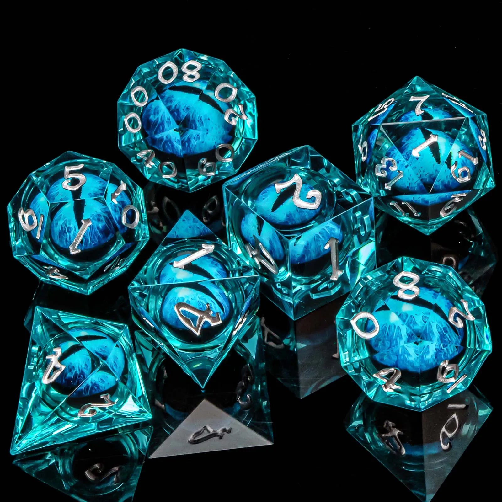 D and D Flowing Sand Sharp Edge Dragon Eye Dnd Resin RPG Polyhedral D&D Dice Set For Dungeon and Dragon Pathfinder Role Playing AZ16