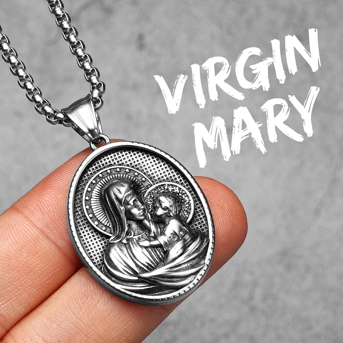 Virgin Mary Angel Cross Stainless Steel Men Necklaces Pendant Chain Amulet Cool New in For Women Fashion Jewelry Gifts Wholesale