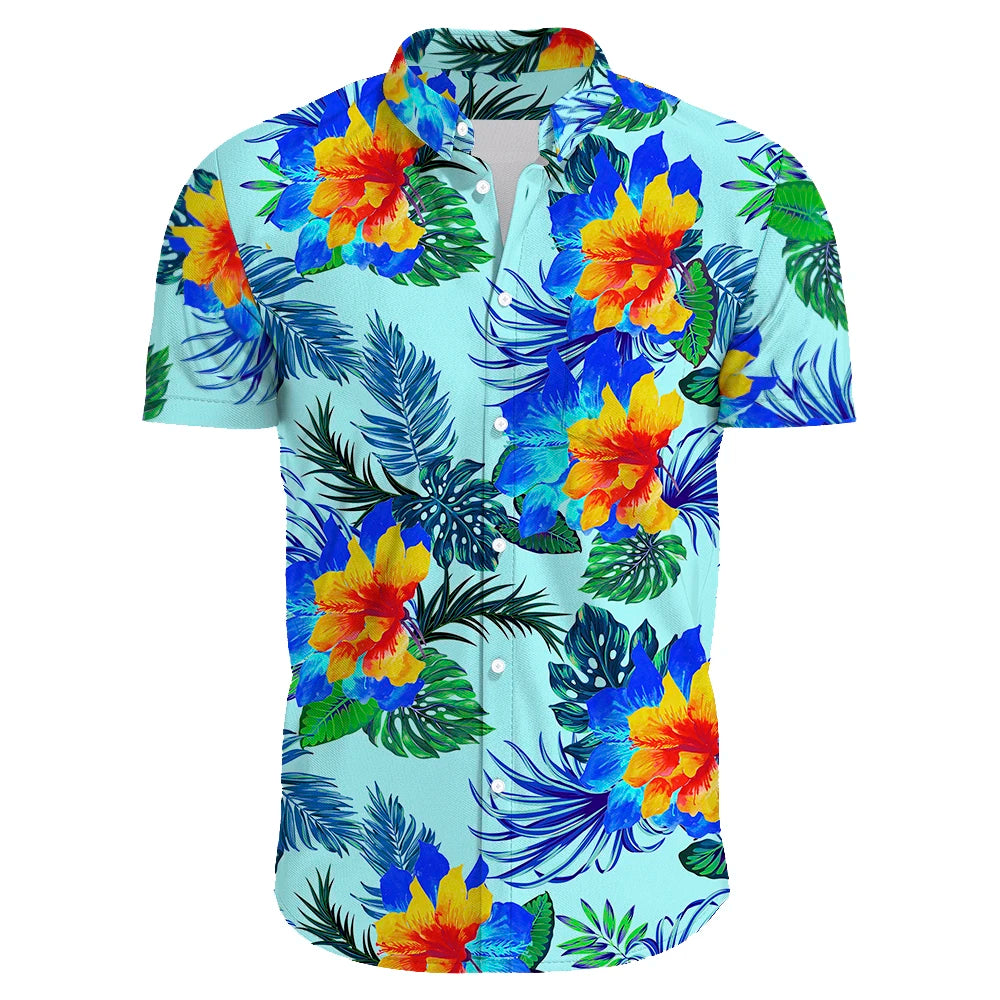2024 Summer Men's Casual Floral Print Short Sleeve Top Hawaiian Shirt For Mens Clothes Daily New High Quality Lapel Oversized CS2024XQ1227