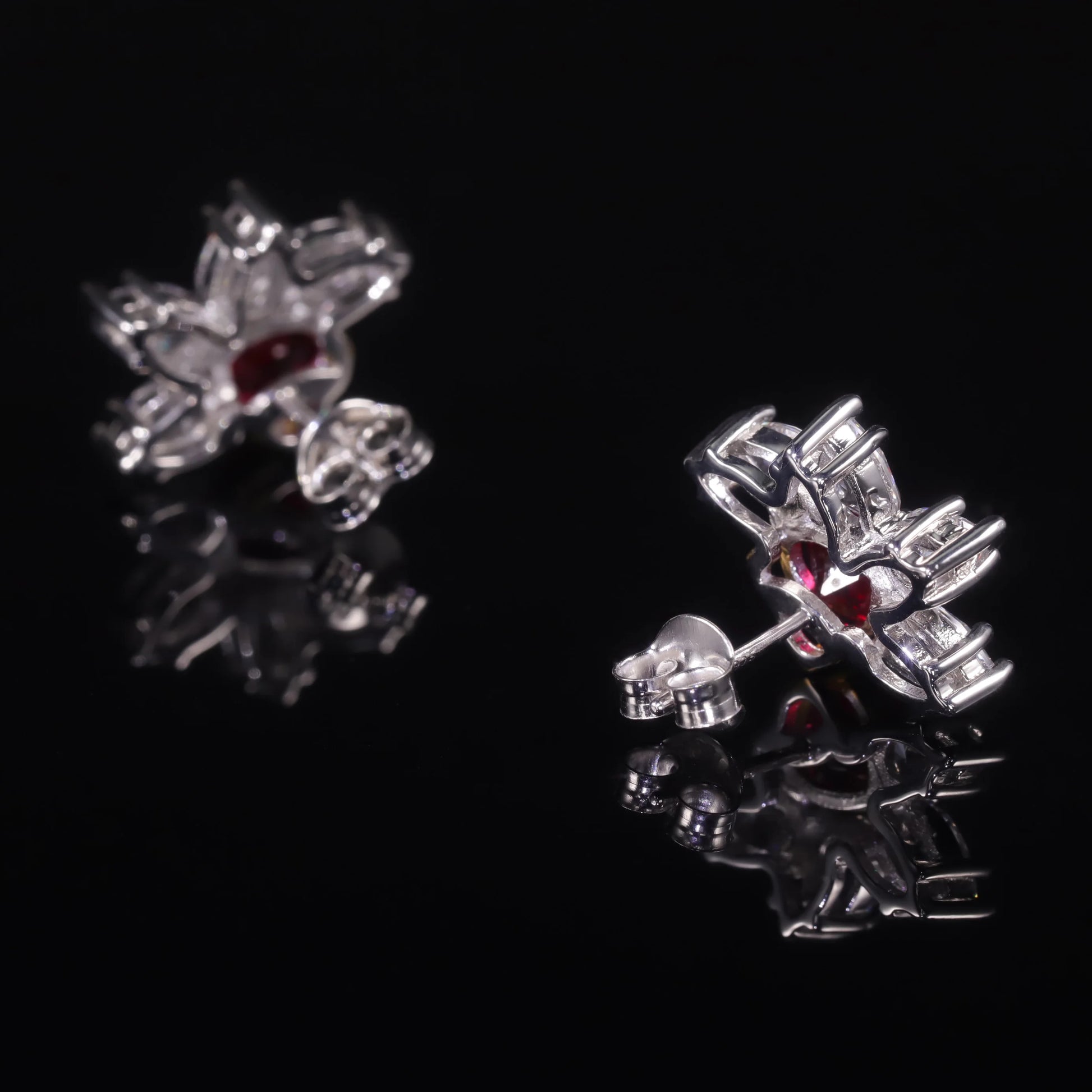 GEM'S BALLET Palm Leaf Fabulous Earring Luxury Lab Created Ruby Earring Exquisite Vintage Design Earrings 925 Sterling Silver
