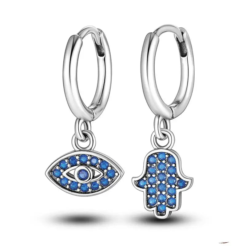 Genuine 925 Sterling Silver Starry Moon Feather Hoop Earrings Fit Original Charms Fashion Women Earrings Jewelry Gift 2024 New KTE018