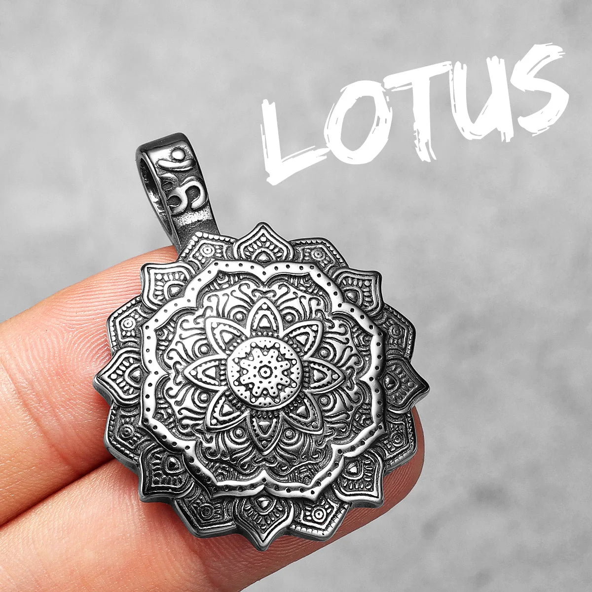 Buddhism Mandala Flower Stainless Steel Men Necklaces Pendant Chain Powerful Amulet Vintage For Women Jewelry Gifts Wholesale