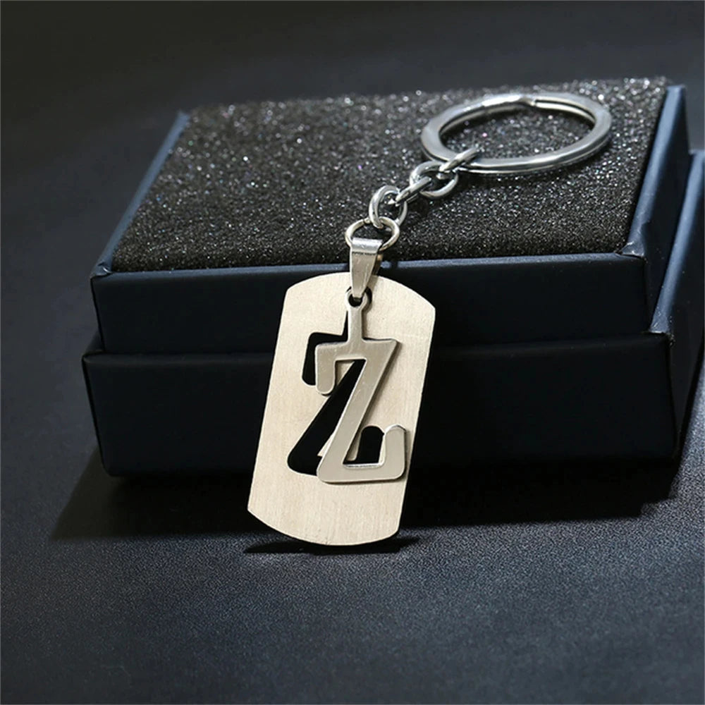 NEW DIY Stainless Steel A-Z Letters key Chain Charm 26 Letters KeyChain Men Women keychain Couple gift Jewelry Car Key Ring 4010-Z