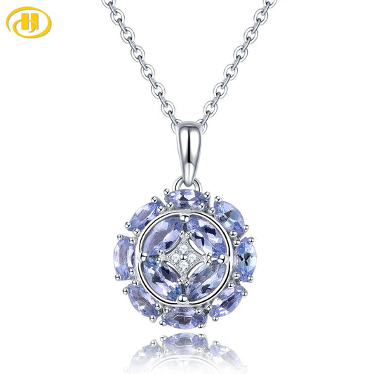 Natural Tanzanite Solid Silver Pendants 1.3 Carats Genuine Gemstone Women's Classic Charming Style Jewelry Gift for Anniversary