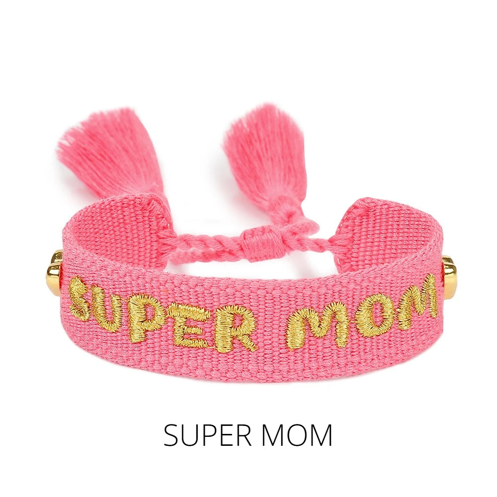 I LOVE YOU MOM, Tassel Handcrafted Beaded Bracelet, 18k Gold Heart, Perfect for Mother's Day, Birthday, or Gratitude Gifts