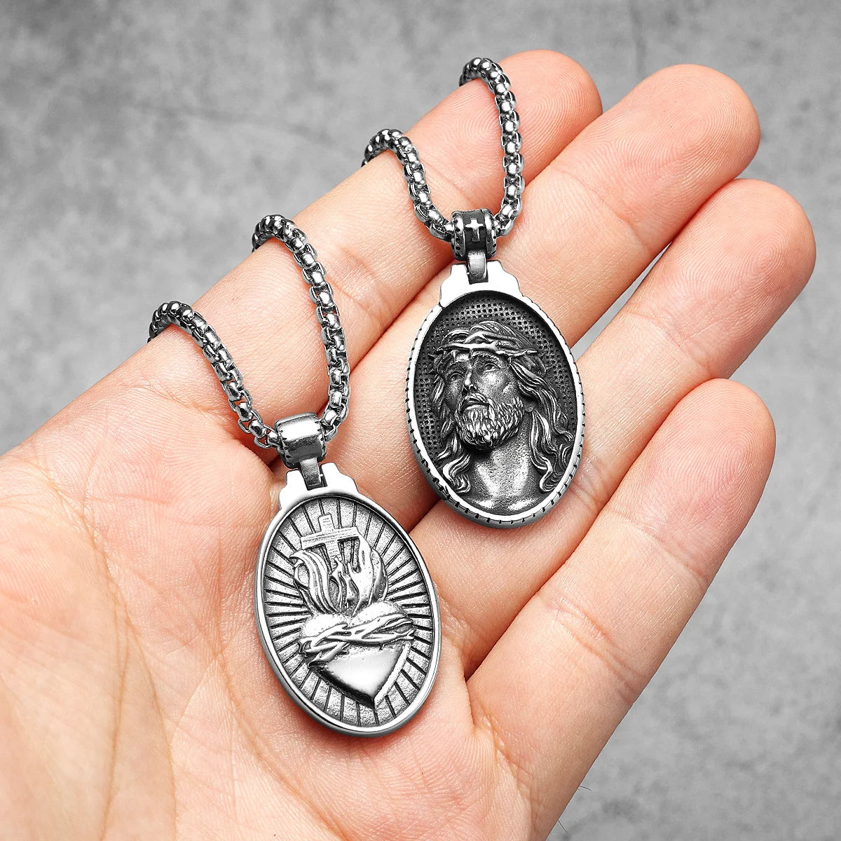 Christian Jesus Powerful Amulets Stainless steel Men Necklaces Pendants Chain For Women Jewelry Male Accessories Gifts Wholesale