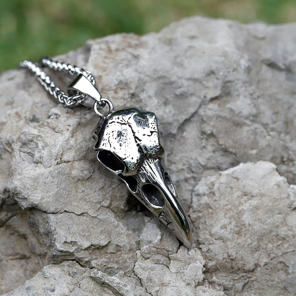 2022 NEW Men's 316L stainless-steel Nordic Viking Raven head Odin Pendant Necklace for teens Animal Jewelry Gift free shipping