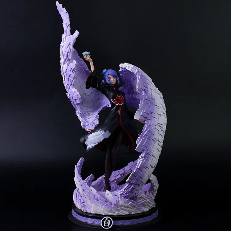 39cm Naruto Ninja GK Konan CS Uchiha Clan With Soil Action Anime Figure Akatsuki Model Decorate Toy De Luz Kpop Juguetes Zabawki